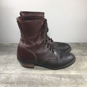 Durango Lacer Roper Logger Bay Apache Leather Men's Boots Vintage Lace Up 10.5